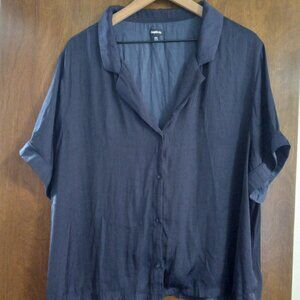 GAP Body Navy Satin Sleep Shirt